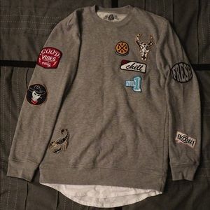 Grey patched sweater